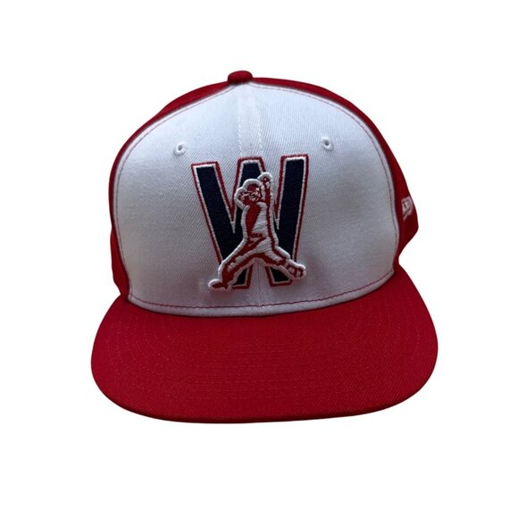 New Era 59Fifty Red & White Baseball Hat With W Logo - Picture 1 of 10